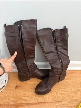 Jasmin Tall Knee high Zip Riding Boots - Dark Brown